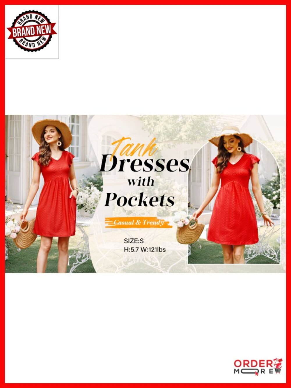 V Neck Ruffle Sleeve Babydoll Dress Elegant Classy Sundress Loose Fit Mini Dress - Picture 5 of 6